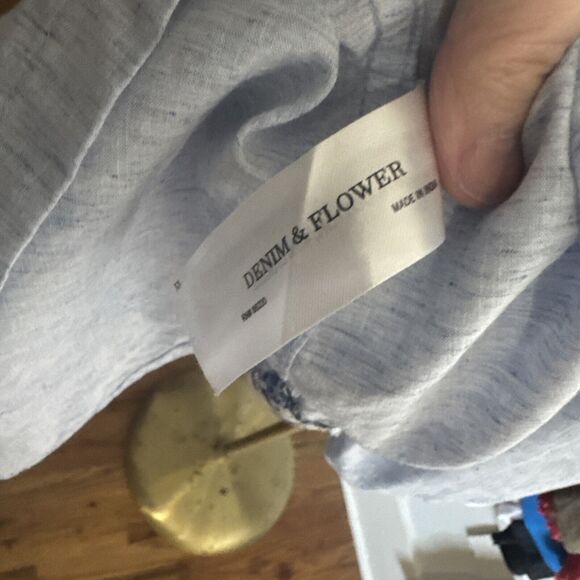 Denim & Flower Ricky Singh Short Sleeve Button Down Shirt Men's Large Blue - Picture 9 of 12